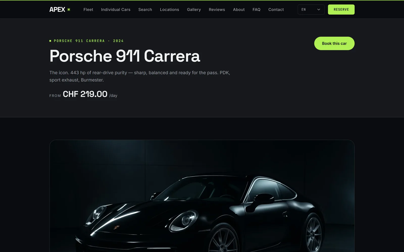 Vehicle detail with live pricing